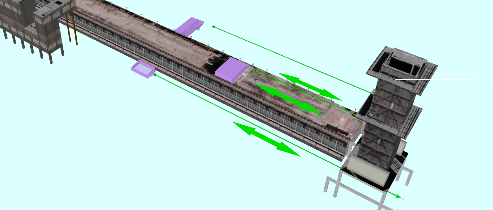 Коксовая батарея - определение места толкания, наполнения и тушения вагонов (нажмите на изображение, чтобы увеличить его)